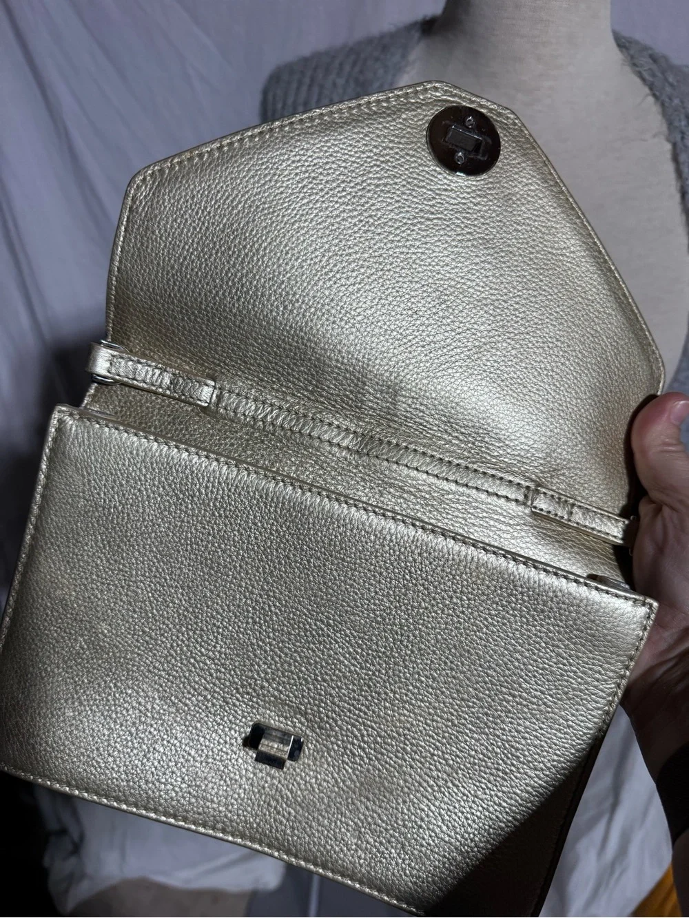 Tory Burch gold clutch bag